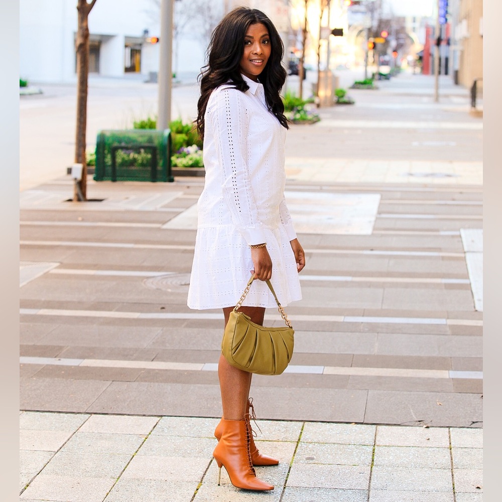 l'intervalle ankle boots w/gold accent high heels in chestnut nubuck 40/ US 9 - Picture 7 of 7